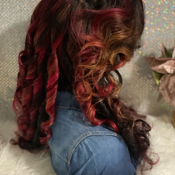 🔥SOLD-OUT New 24”Fire Sunset💯Brazilian Human Hair 13X6 HD Transparent Wig🔥 - Picture 7 of 16